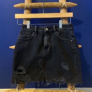 Distressed Denim Skirt